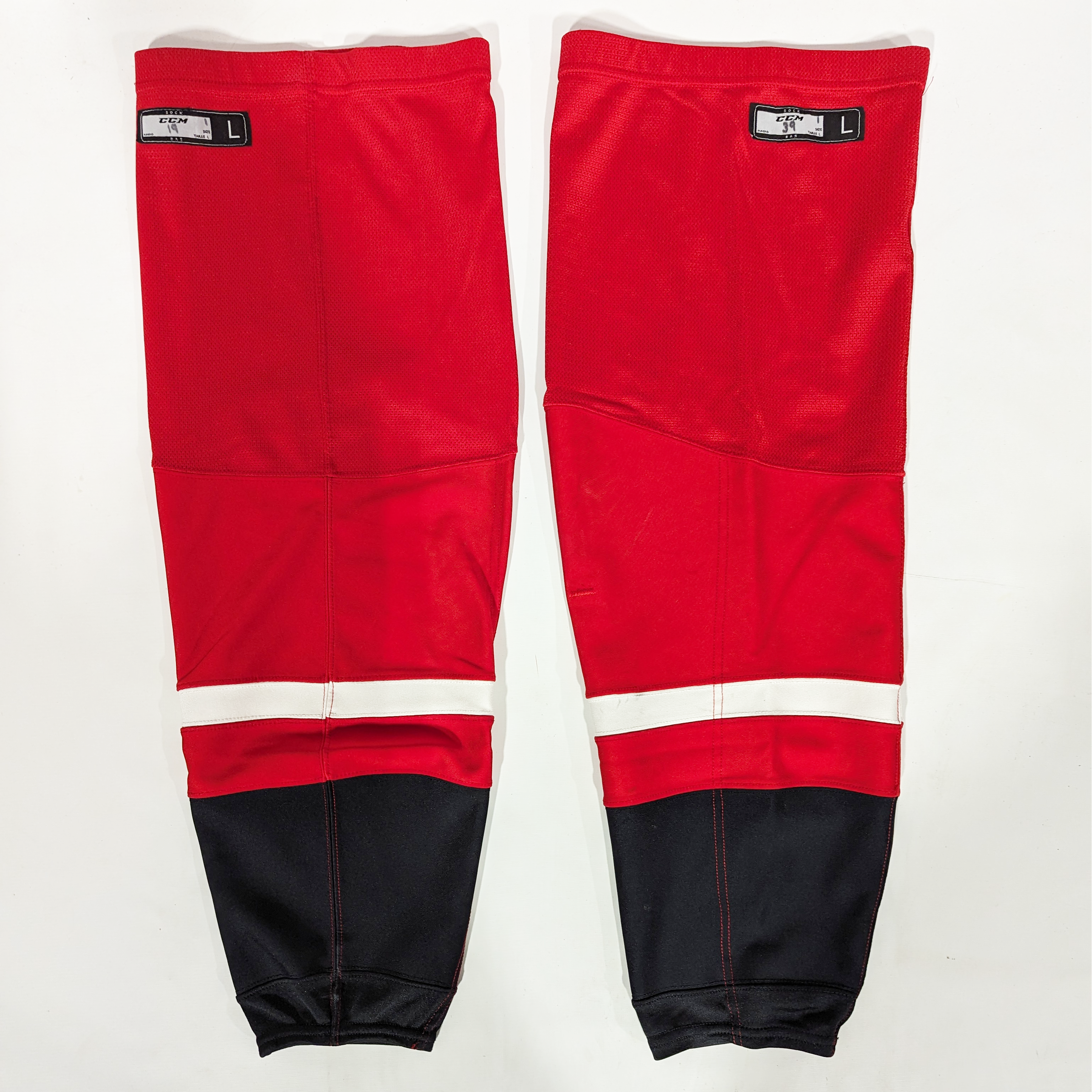 OHL - Chaussette de hockey CCM d'occasion (rouge/blanc/noir)